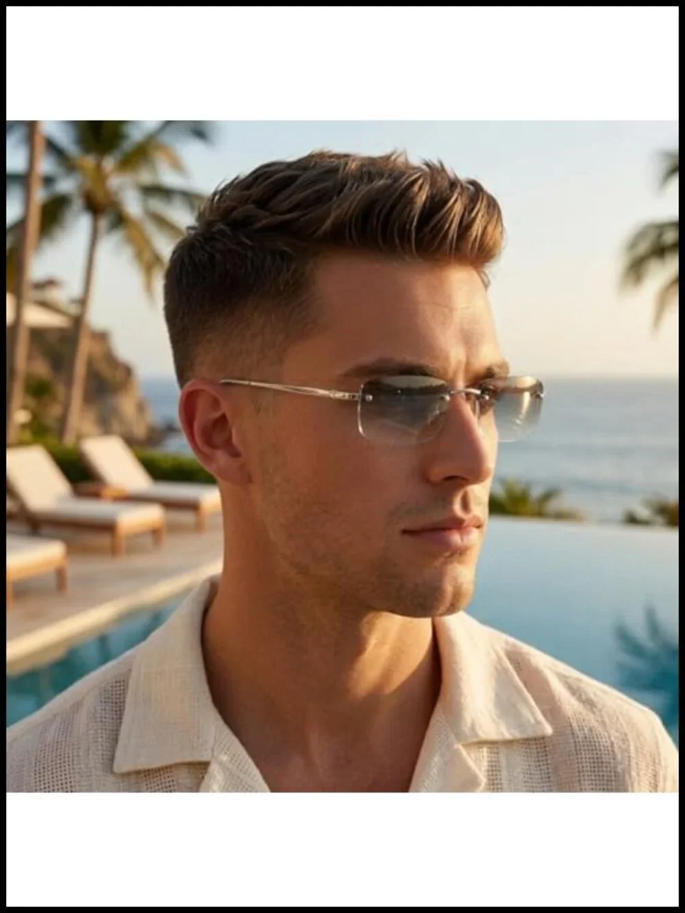 Rectangular Frameless Gradient Sunglasses UV400 Metal